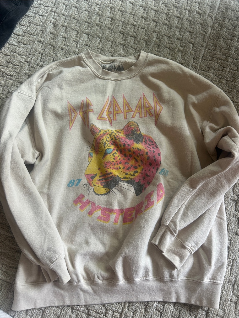 Target Cream Crewneck Sweatshirt with Pink and Yellow Leopard Graphic
